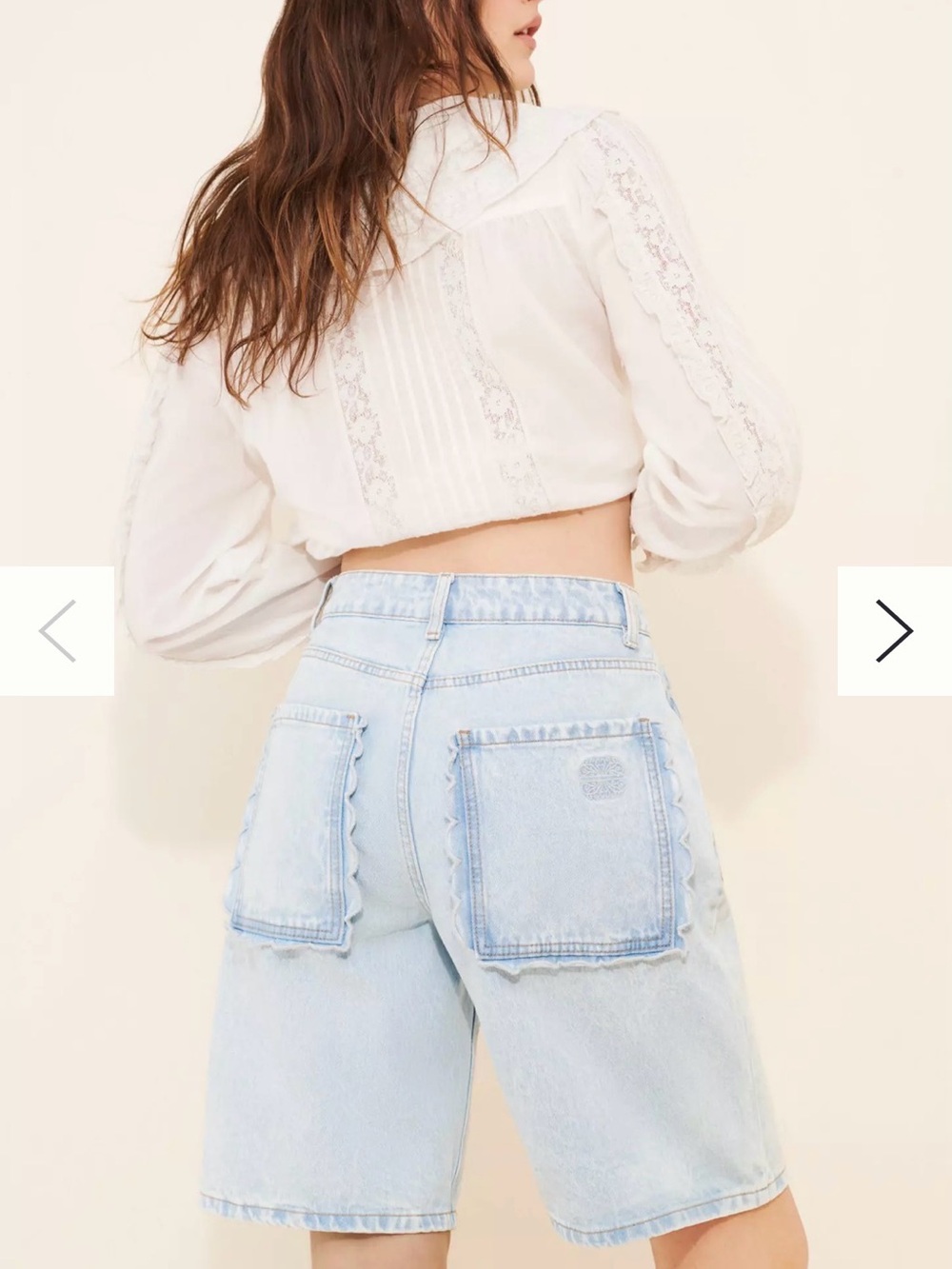 Anthropologie Fully Dressed Denim Scallop Pocket Long-Length Jorts 90s y2k 4